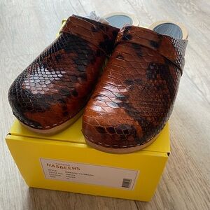 Swedish Hasbeen Wooden Husband Clogs Snakeskin